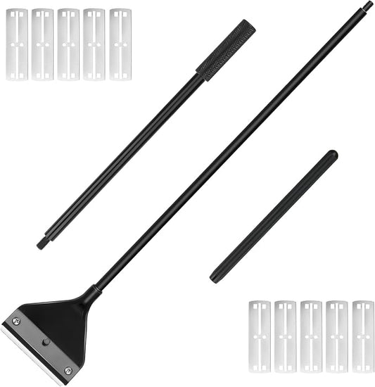 Vimvins Algae Scraper for Glass Aquarium, Long Handle Fish Tank Algae Scraper with 10 Blades, Essential Aquarium Cleaning Tool.