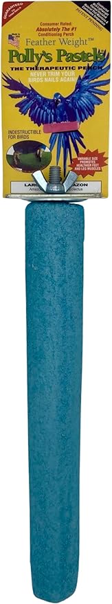 Polly's Pastels Nail Trimming & Beak Conditioning Safety Perch for Cockatiels, Cockatoos, Macaws, Parakeets, Budgies, Parrots and All Other Birds (Blue, Large Long-1 1/2
