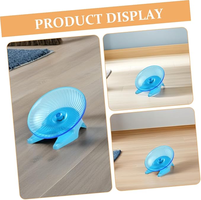 VICASKY Silent Hamster Exercise Wheel with Stand – Flying Saucer Spinning for Small Pets, Quiet Running Wheel for Hamsters, Gerbils, and Hedgehogs, Light Blue