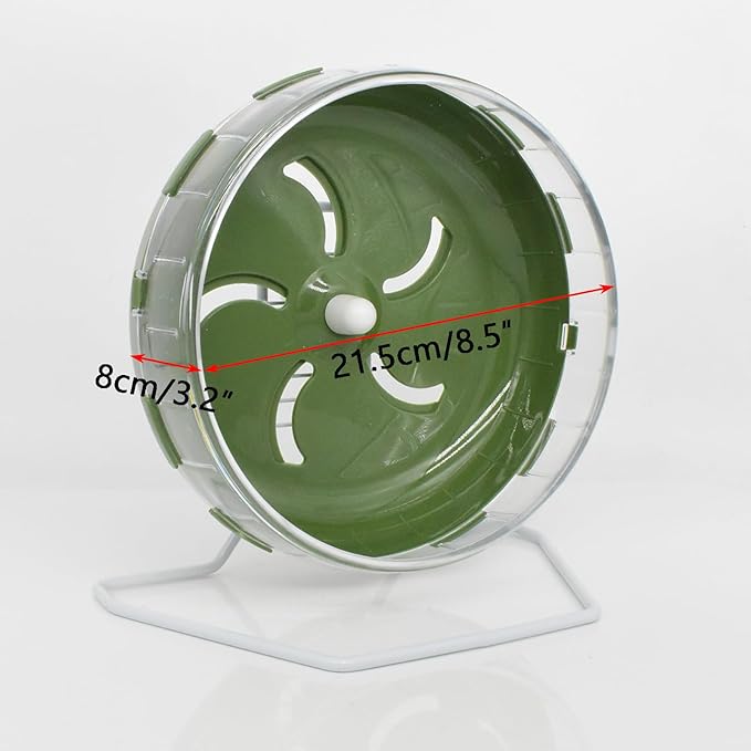 Hamster Wheel, 8.5 inch Silent Hamster Exercise Running Wheel with Stand,Pet Small Animals Exercise Running Toys,Adjustable Quiet Spinner for Guinea Pigs, Sugar Gliders, Gerbils (Green, 8.5in)