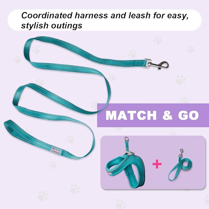 Cat Harness and Leash Set,Escape Proof Kitten Harness,Step in Adjustable Soft Lightweight,Easy Control,Reflective Strips Comfortable for Walking Travel(Ocean Blue,XS)