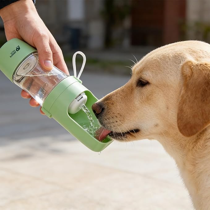 Argo's Pack 2-in-1 Dog Water Bottle & Food Container: Foldable Bowl, Leak-Proof & Portable. Durable Travel Gear for Dogs & Cats. Essential for Walking & Hiking. Perfect for Active Pet Owners (Green)