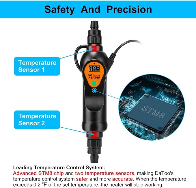 DaToo Aquarium External Heater in-Line Fish Tank External Heater 300W for Canister Filter