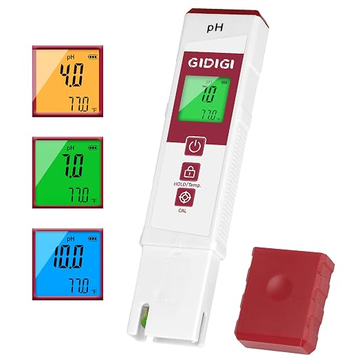 Digital pH Meter, 2 in 1 pH Temp. ATC Tester Pen for Water | pH Test Strip Function,PH Tester for Water, Pool, Hydroponic & Soil | Accurate PH Meter for Aquarium, Food & Plants