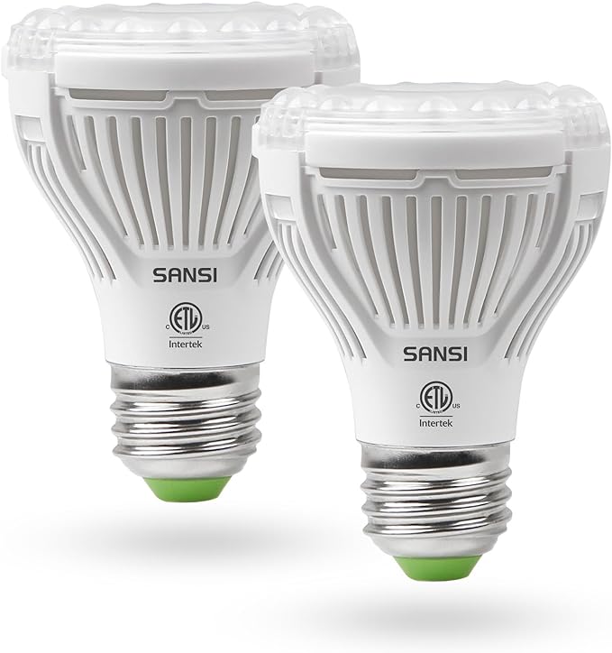 SANSI LED Grow Light Bulbs 2-Pack, 10W Full Spectrum, E26 Base, 4000K | 150 Watt Equivalent, Optical Lens for High PPFD, 4000K Natural Daylight, Par20 Grow Bulbs For Indoor Growing Seed Starting