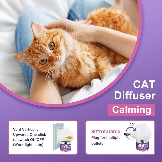 Cat Calming Diffuser Refill Kit - 35 Days Pheromone Formula to Relieve Stress, Reduce Scratching, Urine Spraying & Hiding - for Cats & Kittens