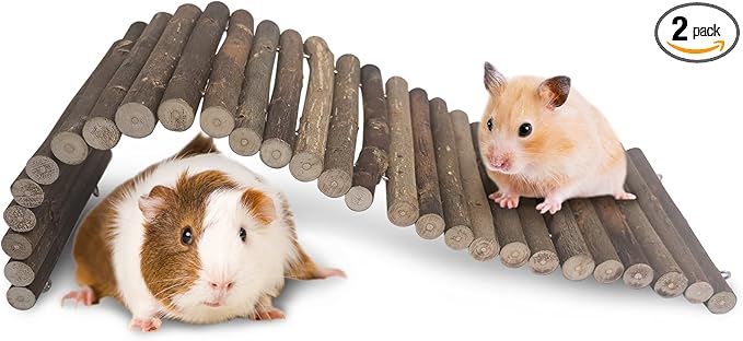 Hamiledyi Natural Wood Hamster Bridge, Bendable Climbing Ladder Small Animal Cage Accessories for Dwarf Hamster, Gerbils, Mice, Sugar Glider (15.7×5.9 in)