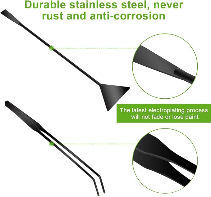 Catcan 4 in 1 Quarium Aquascape Tools Kits, Fish Tank Plant Tools Tweezers | Anti-Rust Stainless Steel, Aquatic Plant Aquascaping Tweezers, Scissors, Spatula for Aquarium Tank Cleaning