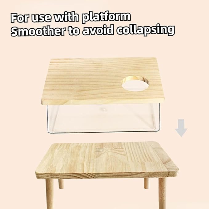Hamster Sand Bath Box Container, Mini Pet Sandbox Lid Design Take Bath Wooden Sandbox Dust Bath, Transparent Bathroom & Digging Box Acrylic Hamster Litter Box Small Animal Accessories (C)