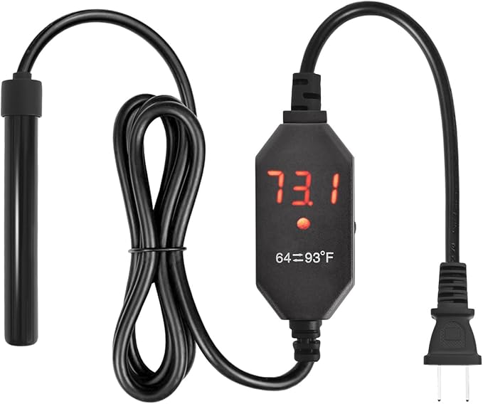 YOFOTHS Mini Aquarium Heater Alumina Ceramic, 50W Digital Display Thermostat, Compact Thumb-Size Fish Tank Heater with Temperature Control for 5-10 Gallon Betta Tanks (50W)