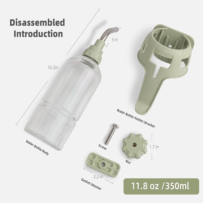 Guinea Pig Water Bottle, Small Animal Plastic Buckle no drip Glass Water Dispenser, Suitable for Hamsters, pet Rabbits, Rats, Mouse, Totoro, Hedgehogs (Green)