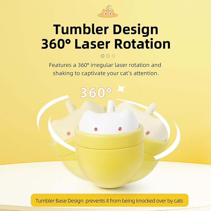 Upgraded Automatic Laser Cat Toy for Indoor Cats, interactive cat toy with Dual Rotating Beams 3 Modes Random Trajectory Motion Activated USB Rechargeable Cat Toys for Bored Indoor Adult Cats Kittens