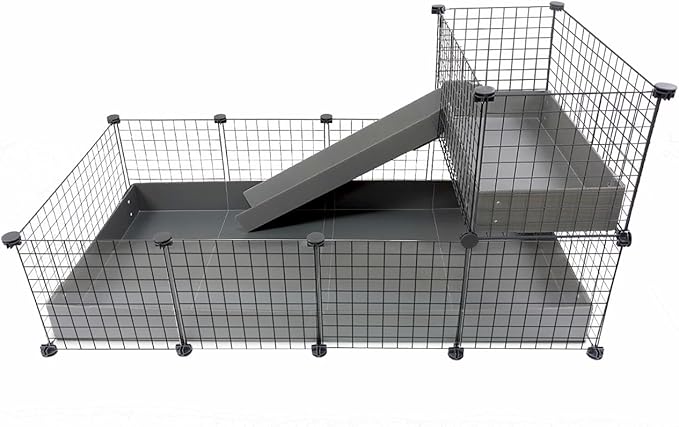 GuineaDad Piggy Condo – Premium C&C Cage with Balcony & Ramp for Guinea Pigs & Small Animals with Coroplast Base | Acrylic and C&C Grids for Small Pets (C&C Grids, Standard (29" x 58.5" x 28.5"))