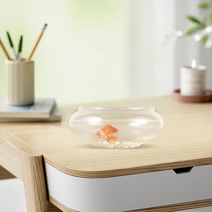 Sewroro Glass Goldfish Bowl Small Fish Tank, Clear Glass Aquatic Plant Bowl for Desktop Hydroponic Planter, Wedding Anniversary Birthday Small