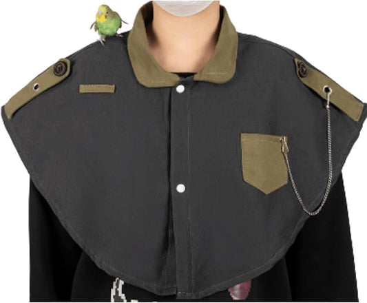 Parrot Anti-Scratch Shoulder Protector, Multi-Functional Bird Diaper Flight Suits Pee Pads Diaper Poop Shawl for Cockatiel Parakeet Macaw Lovebirds Finches (Grey)