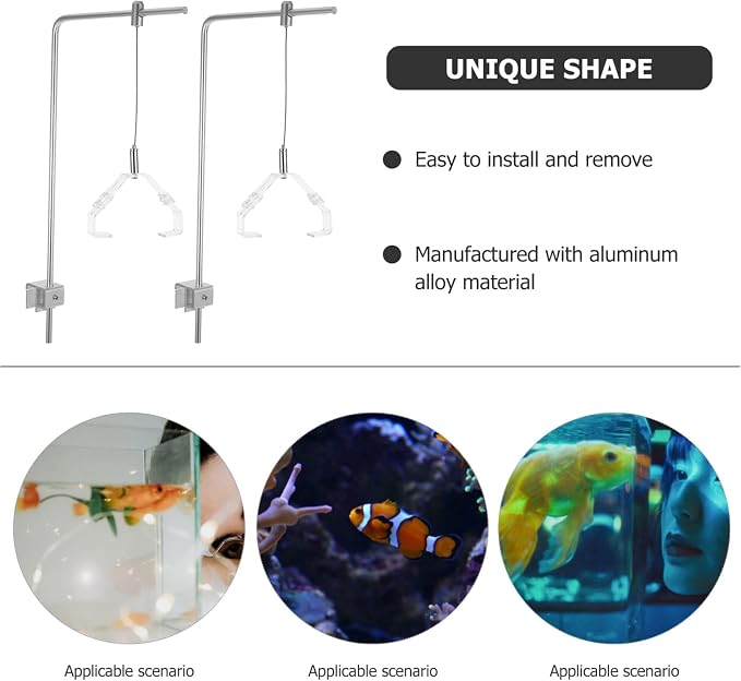 BESPORTBLE 2Pcs Aluminum Alloy Aquarium Light Stand - Adjustable Fish Tank Mount for 10 Gallon Tanks, Professional Plant Light Holder & Reptile Lamp Stand, Clip on Fish Lamp Bracket