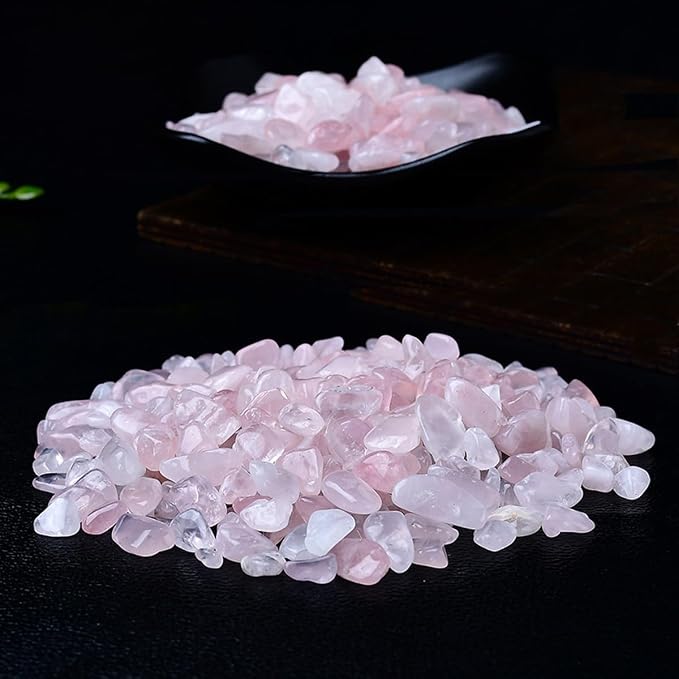 Erliway Rose Quartz Crystal Chips Bulk for Vase Filler Craft, 0.5 lb 7-9 mm | Natural Crushed Crystal Stone for Spell Jar, Aquarium Gravel, Reiki Healing Meditation, Jewelry Making, Resin Art, Home Décor