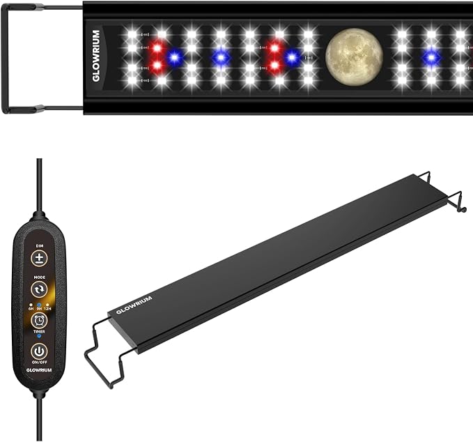 Fish Tank Light with Timer, Freshwater Aquarium Light (24-29 in) | Full Spectrum Planted Aquarium Grow Lights with Moon Lights, Brightness Adjustable, Daylight/Moonlight Mode, Auto On/Off