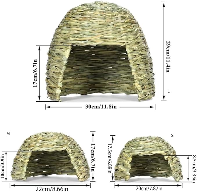 Rabbits Hideaways Grass House Straw Cave Playhouse for Small Pet Warm Hideouts House for Cage Hamsters Hideaways Cave