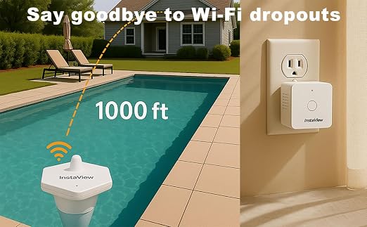 Pool Thermometer Floating Easy Read with Phone App – App Alerts, Accurate Long-Range 1K ft WiFi Wireless Digital Swimming Pool Water Thermometer for Indoor Outdoor Pools, Aquarium and Fridge
