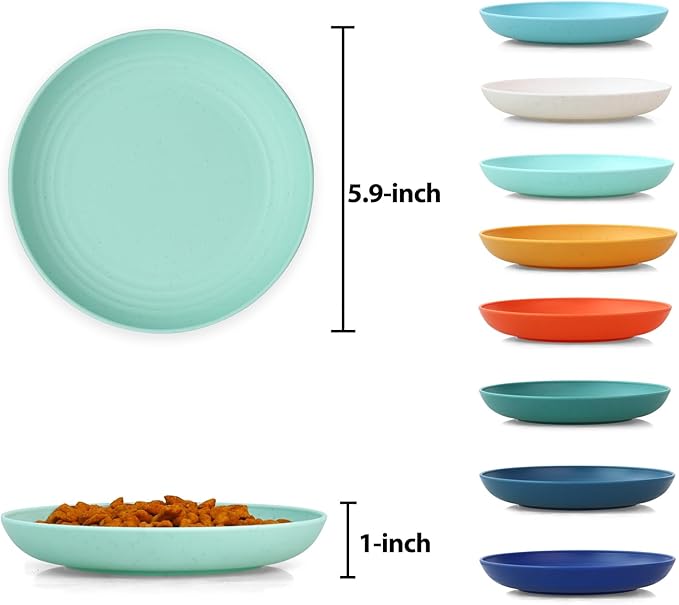 8 Pack Cat Bowls, Cat Food Bowl, 5.9 x 1 Inch Whisker Friendly Shallow Wide Cat Dishes, Pet Food and Water Bowl for Indoor & Outdoor Cats
