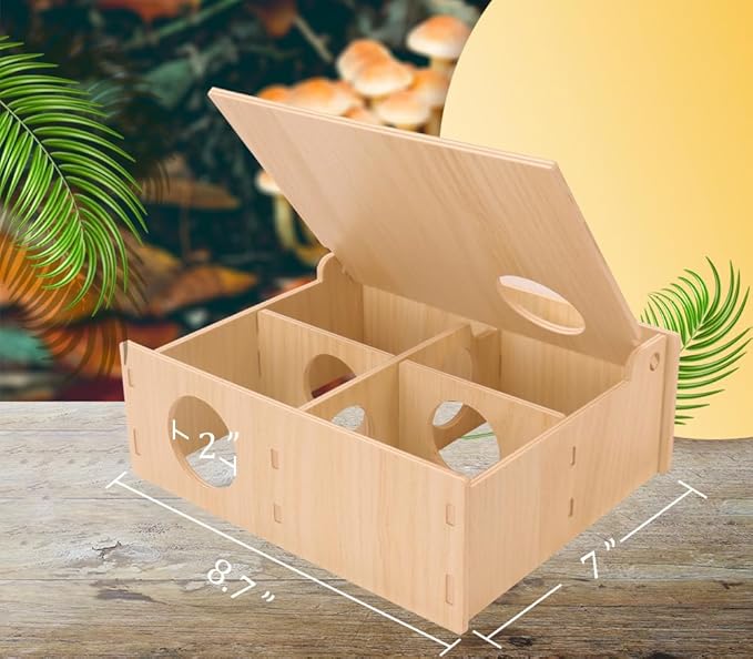 Wooden Hamster Tunnel Maze with Observation Skylight – Secret Peep Shed & Explore Hideout, Chewable Non-Toxic Enrichment Toy & Activity Center for Dwarf Hamsters & Young Syrians