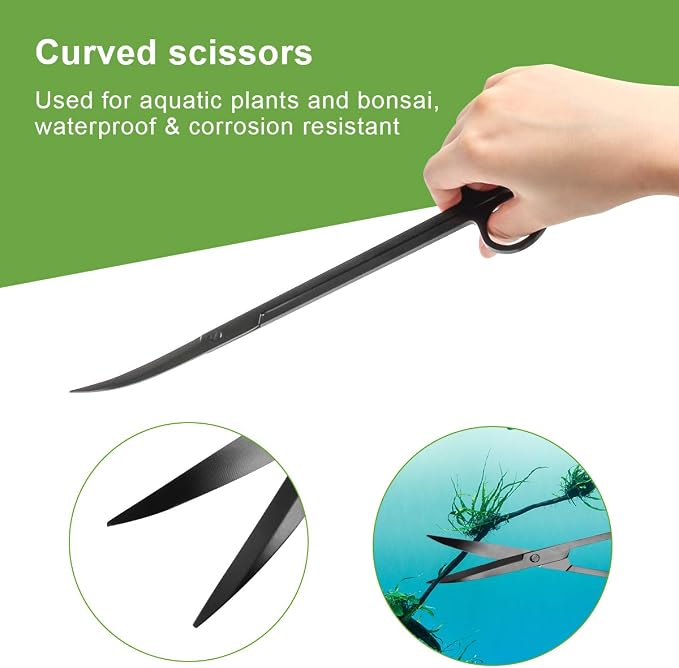 Catcan 4 in 1 Quarium Aquascape Tools Kits, Fish Tank Plant Tools Tweezers | Anti-Rust Stainless Steel, Aquatic Plant Aquascaping Tweezers, Scissors, Spatula for Aquarium Tank Cleaning