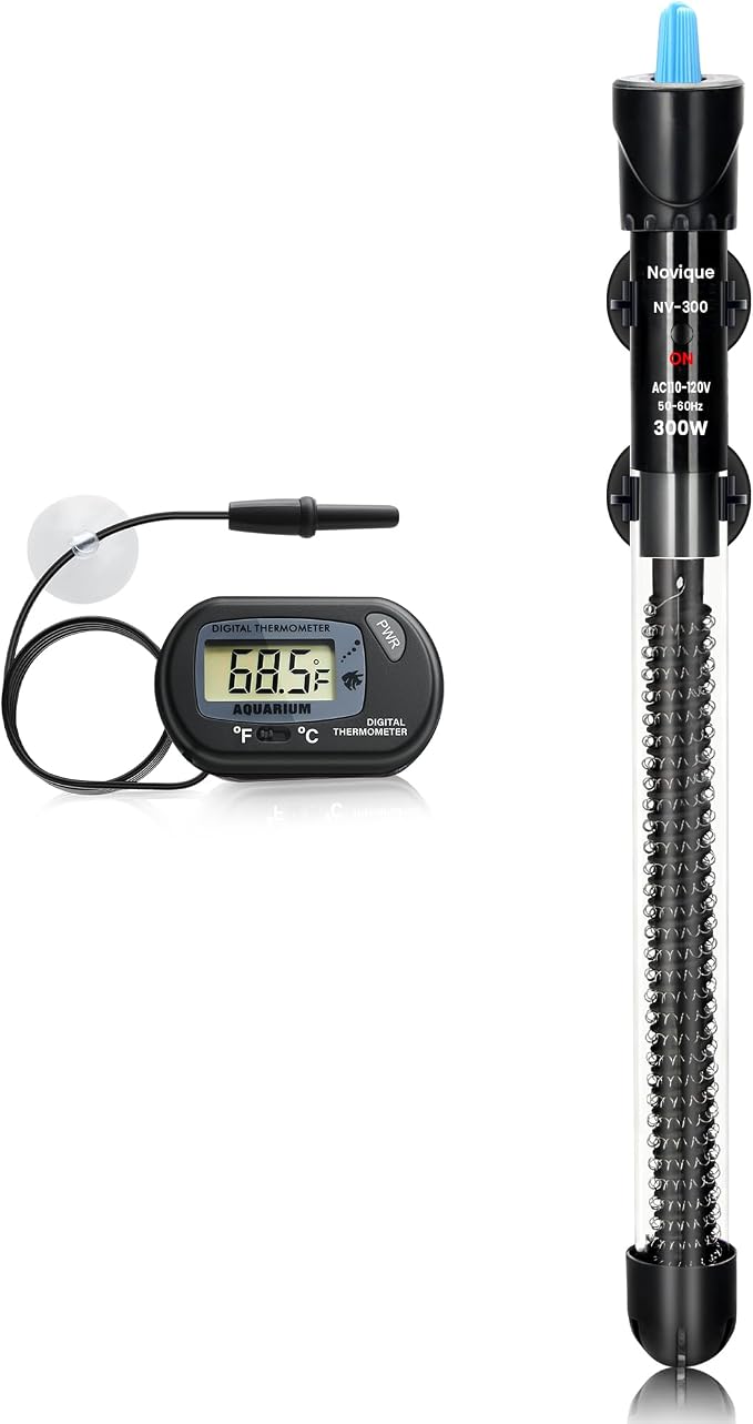 Aquarium Heater 300W Submersible Water Thermostat Fish Tank Heater Adjustable Temperature with Digital Thermometer for 40-75 Gallon Tanks
