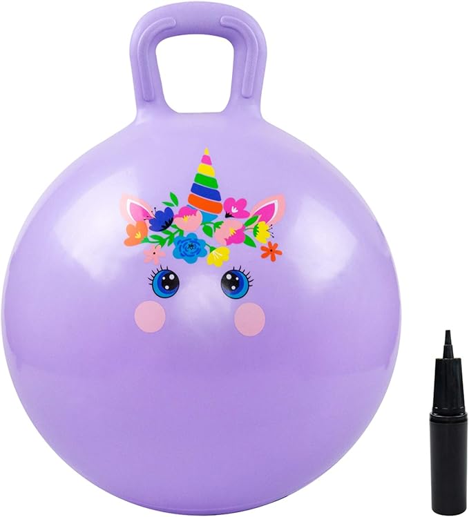 Hopper Ball, Unicorn Hopping Toys for Kids, 20 Inch Bouncy Ball with Handle, Purple Inflatable Bouncing Hoppity Hop Toys for Boys and Girls Gifts