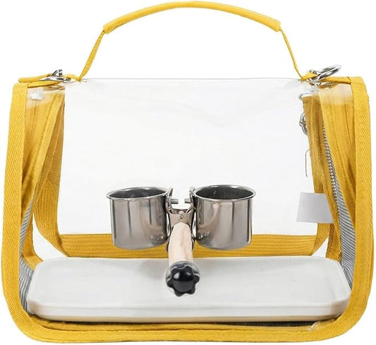Generic Bird Travel Carrier Lightweight Bird Backpack with Perch Bird Travel Cage for Parakeet Cockatiel Conure Outdoor Travel Camping and Vacation. (Yellow)