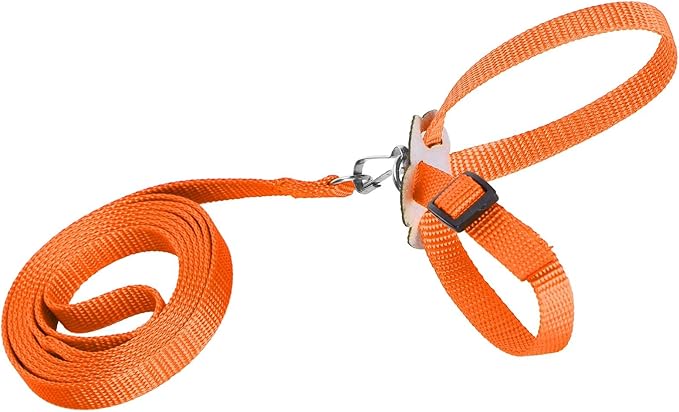 Bird Harness and Leash, 120cm Pet Parrots Adjustable Nylon Anti‑Bite Training Rope for Outdoor Flying Parrot Harness Leash Training Supplies for Parrots Alexandrine, Scarlet, Keck, Mini Macaw(Orange)