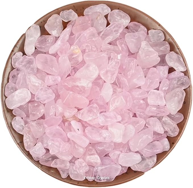 Erliway Rose Quartz Crystal Chips Bulk for Vase Filler Craft, 0.5 lb 7-9 mm | Natural Crushed Crystal Stone for Spell Jar, Aquarium Gravel, Reiki Healing Meditation, Jewelry Making, Resin Art, Home Décor