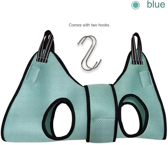 Dog Grooming Hammock, Cat Hanging Harness for Nail Trimming with Nail Clippers, Dog Sling for Nail Clipping, Grooming Harness for Dogs at Home (Blue, m)