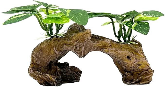 Fish Tank Decorations Aquarium Decor Ornaments Betta Silk Leaf pad Hammock Artifical Driftwood Cave Goldfish Bowl Accessories (Type-D)