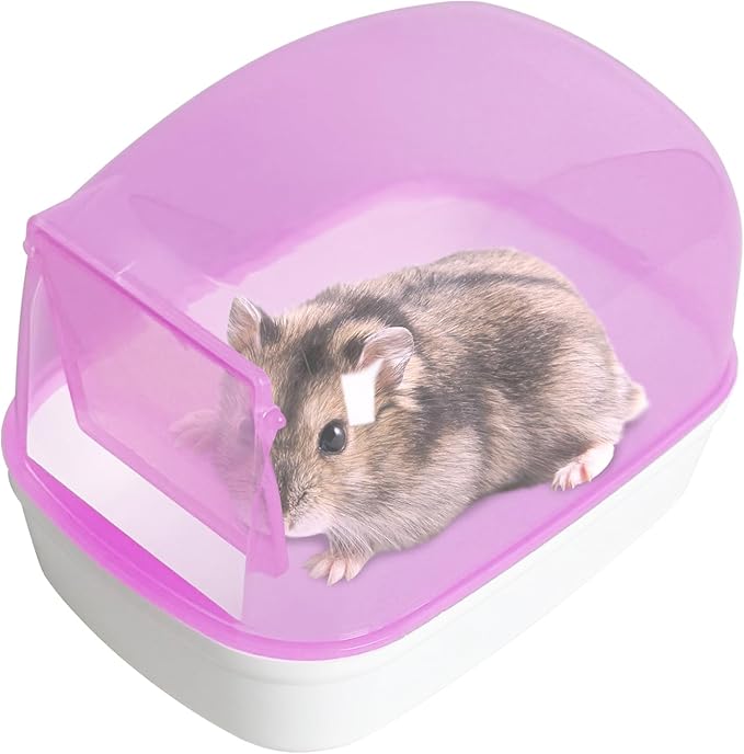 Hamiledyi Hamster Bathtub Dwarf Hamster Bathroom Sand Bath Container Sauna Room Plastic Sand Bath Box House for Gerbils Mice or Other Small Pets Animals(Pink, Small Size)