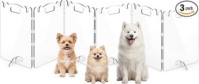 Acrylic Dog Gate, 31in Tall Freestanding Clear Pet Gate for Doorways, Transparent Clear Dog Gate Indoor for Large Openings & Stairs, Foldable Pet Gate for Dogs (6 Panel - 120'' W x 31'' H)