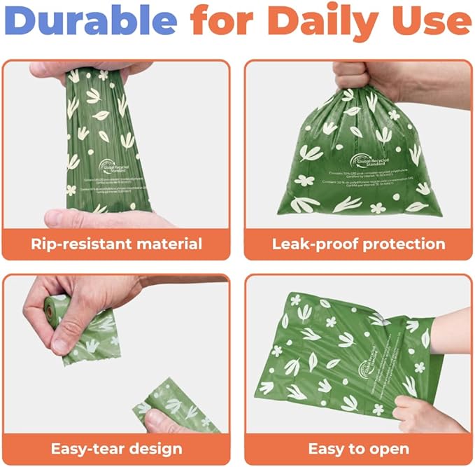 Best Pet Supplies Dog Poop Bags for Waste Refuse Cleanup, Doggy Roll Replacements for Outdoor Puppy Walking and Travel, Leak Proof and Tear Resistant, Thick Plastic - Green (Unscented), 300 Bags