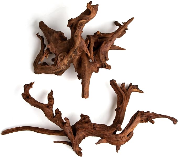 emours Aquarium Driftwood (8–12 in) 2 Pieces Natural Mopani Branches Assorted Size