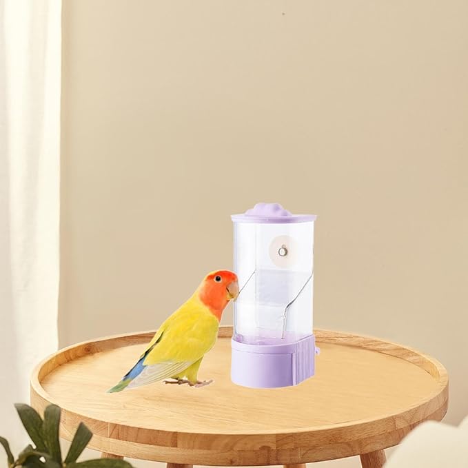 No Mess Bird Feeder Hanging Feeding Station Anti Splashing Parrot Foraging Feeder Food Container for Cockatiel Budgies Canary Pink(Purple)