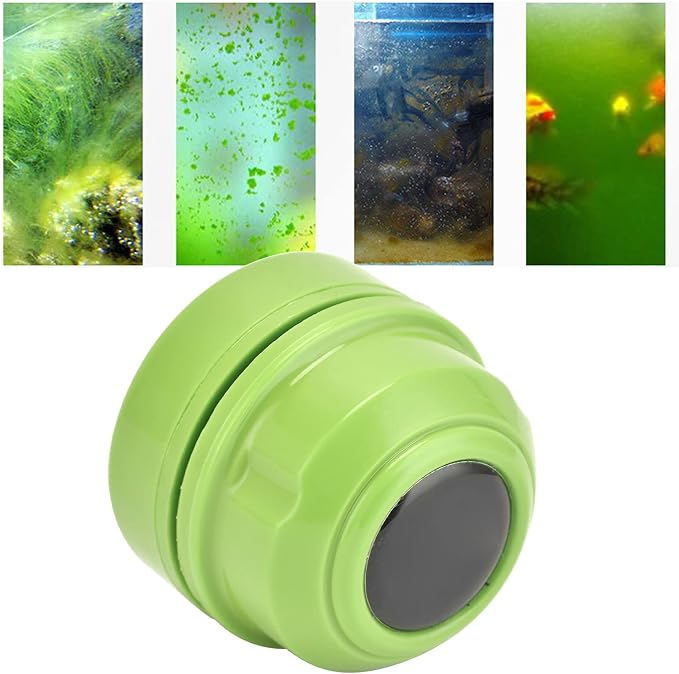 Tyenaza Aquarium Magnetic Cleaner, Fish Tank Brush Aquarium Algae Scraper Glass Cleaning Brush Scrubber(Green)