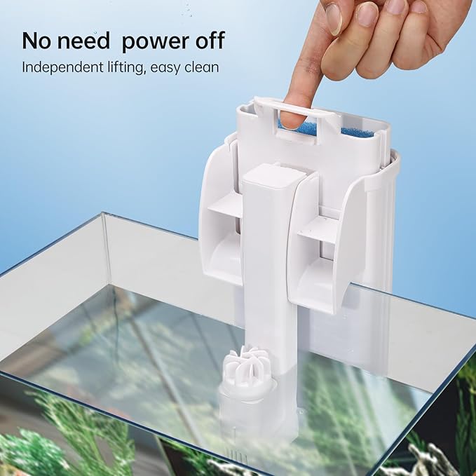 Hang on Aquarium Filter no Priming Required 20-40 Gallon Adjustable Power Fish Tank Filter Multi Layer Filtration System with Remove Oil Film and Double Waterfall for Freshwater Saltwater