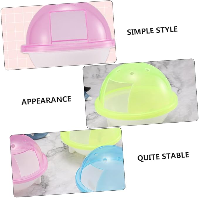 Sosoport 3pcs Transparent Hamster Sand Bath Room Small Pet Bathroom Container for Hamsters Chinchillas and Gerbils Easy to Observe and Bright Colors for Bathing and Dust Bathing