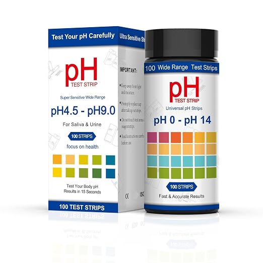pH Test Strips 0-14 100pcs Universal PH Test Strips, pH Strips for Urine and Saliva Testing, Litmus Paper PH Test Strips for Liquid Testing, Water, Labs, Aquariums, Gyms, Pools, Quick to Test