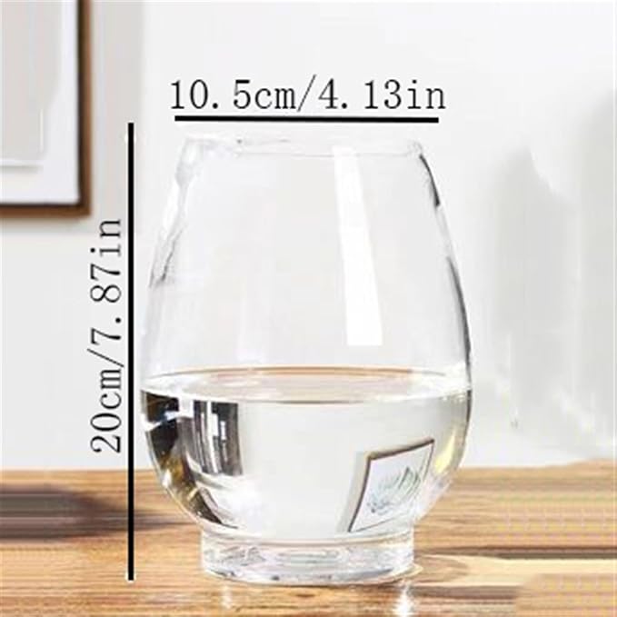 Fish Bowl Fish Tank Transparent Oval Small Fish Tank Glass Turtle Tank Ecological Tank Aquatic Plants Home Desktop Ornaments Living Room(Large)