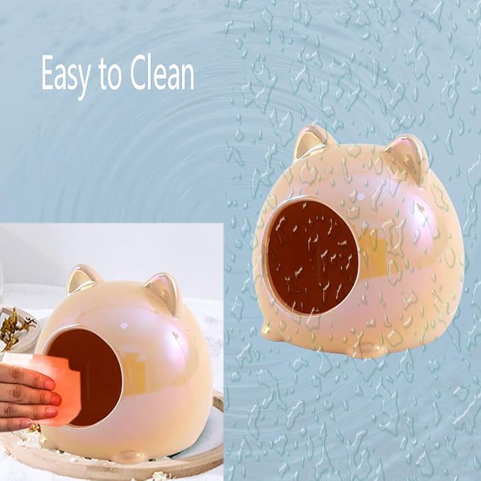 Ceramic Hamster House, Adorable Cartoon Shape - Washable Ceramic Guinea Pig Bedding, Guinea Pig Hideout Mini Hut Small Animal Hideout Cave Cage Accessories