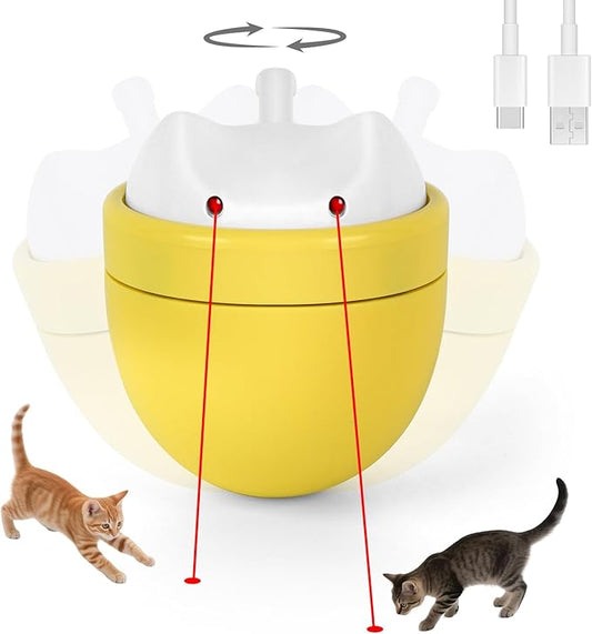 Automatic Laser Play Cat Toy with Dual Beams, Ultra-Quiet 35–38dB, Rotating Wobble Base & 3 Smart Modes – Hands-Free Interactive Toy for Indoor Cats