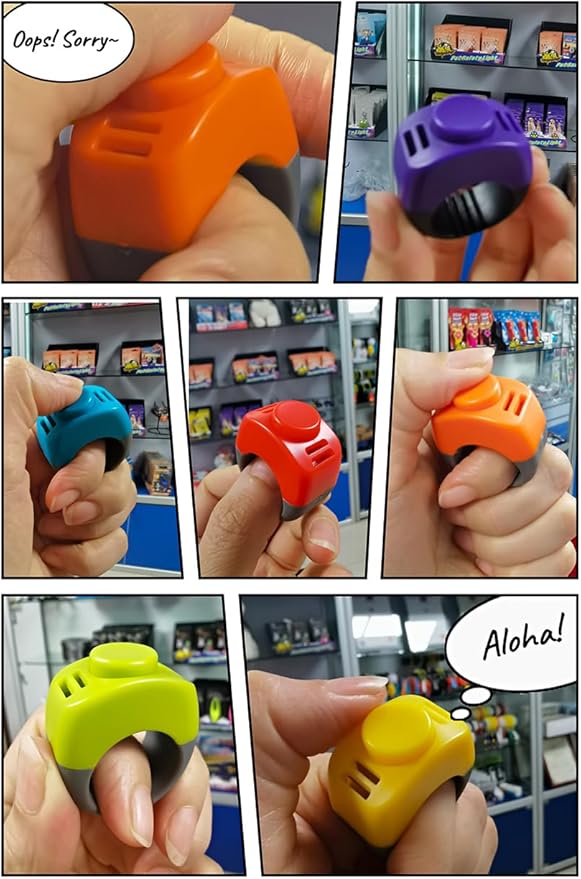 The Set of Easy Clicking Finger Ring Clicker Dog Trainer for Dogs Cats Horses traing Allowing Effective Versatile Training (2pcs Grey+Green)