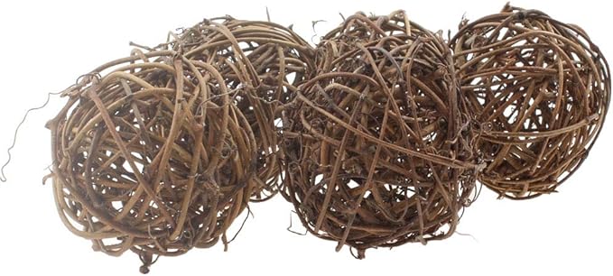 emours Willow Branch Rattan Ball Chew Toys for Small Animals Rabbits Guinea Pigs Chinchillas Pet Rats 5Pcs