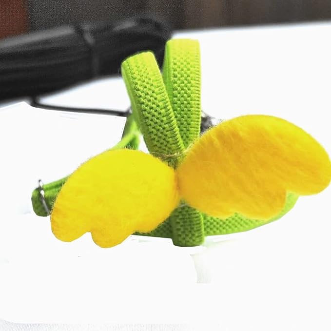 Pet Parrot Bird Harness Leash Adjustable Bird Flying Harness Traction Rope with Cute for Parrots Budgerigar Lovebird Cockatiel Mynah Outdoor Training Toy (Quaker/Sun Conure,Yellow)