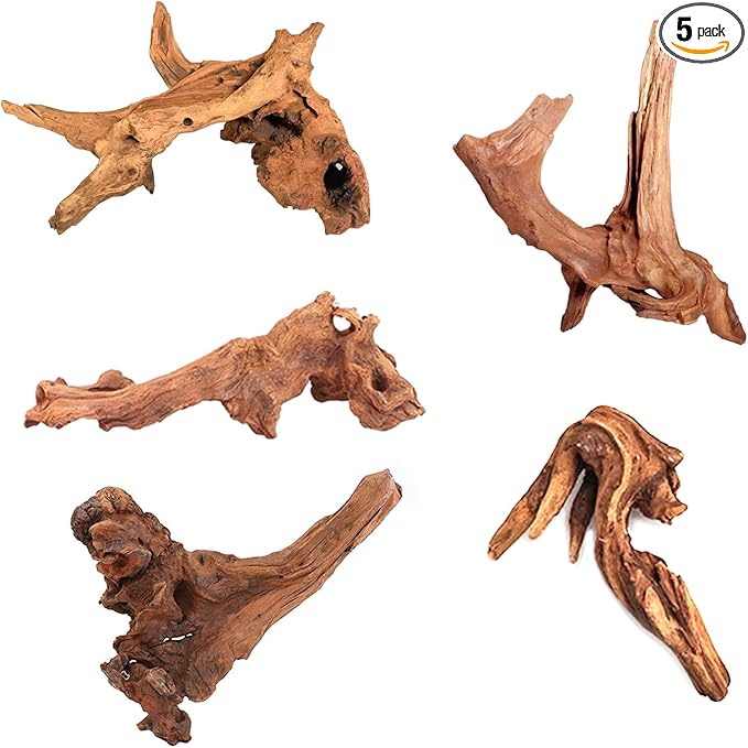 Aquarium Driftwood Natural Aquarium Decoration Tree Trunk with Rockery View Driftwood Landscaping Decoration Dead Wood Root Decor Hideouts (Random Shape) 5-10cm